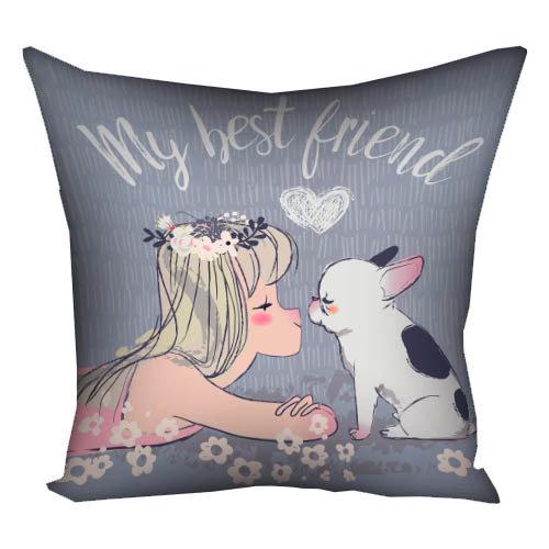 Подушка с принтом My best friend 40x40 см (4P_DOG019)