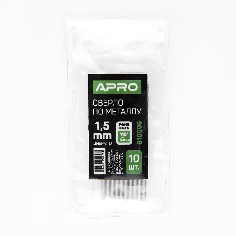 Сверло по металлу Apro Р6М5 1,5 мм (810006)