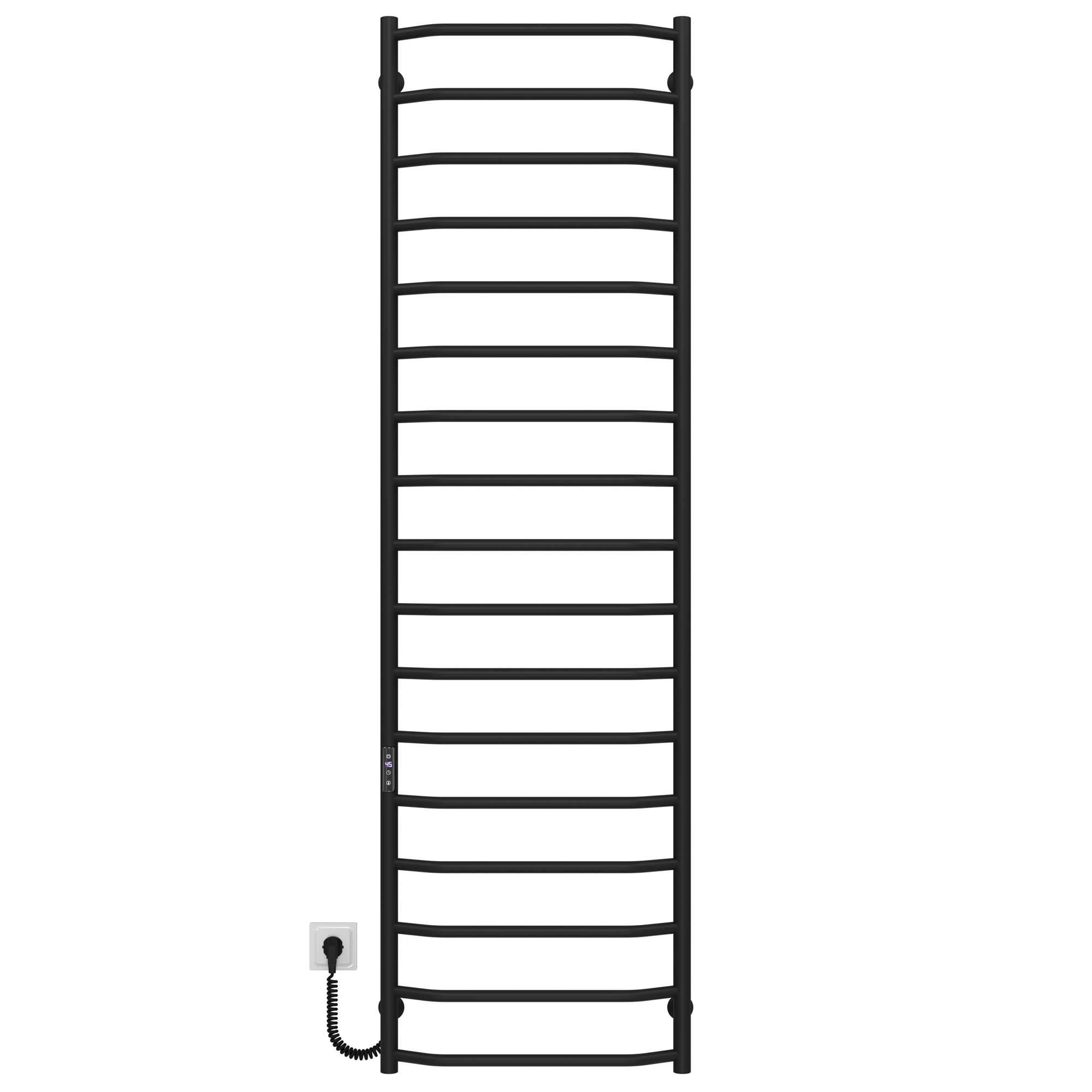 Полотенцесушитель электрический Deffi Трапеция П17 JD03 левое подключение нержавеющая сталь 500x1800 мм Черный (C.TR.180.50.17.EBL1)