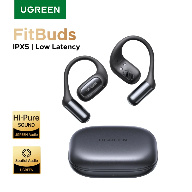 Наушники беспроводные UGREEN WS213 FitBuds Open-Ear Bluetooth 6.0 Black (WS213) - фото 2 Наушники беспроводные UGREEN WS213 FitBuds Open-Ear Bluetooth 6.0 Black (WS213) - фото 2