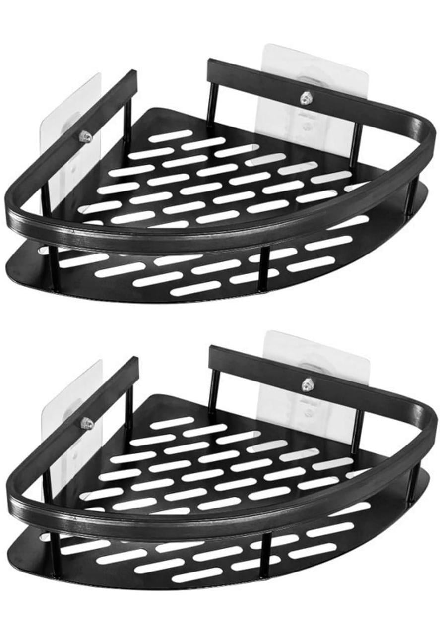 Набір кутових полиць для ванної Hoimc металеві самоклеючі Чорний 2 шт. (Е051343-2)