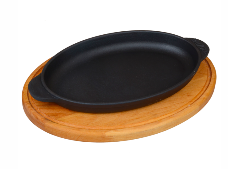 Сковорода чугунная Brizoll с досточкой 220х140х25 мм (H2214-Д)