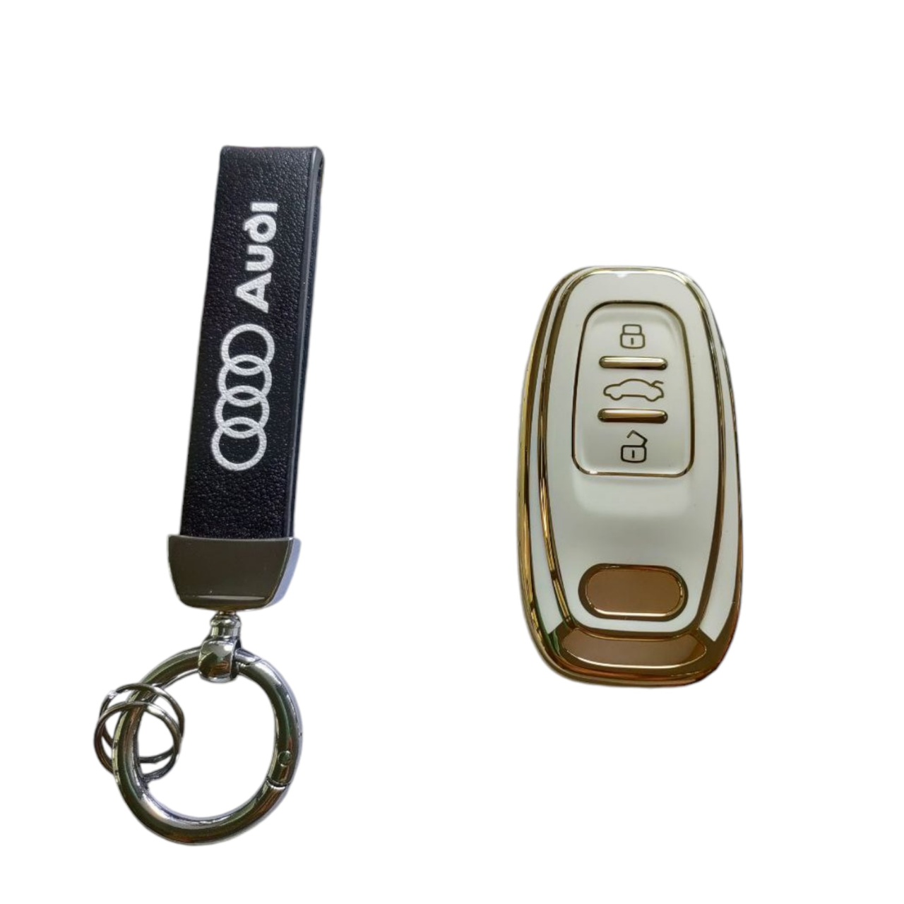 Чехол для ключа Audi с золотой рамкой Белый (2360837664)