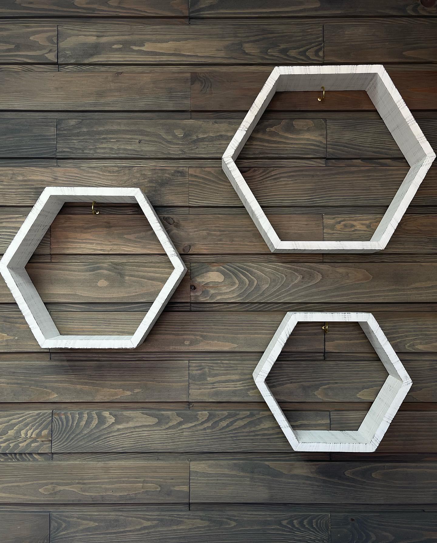 Полки соты деревянные 3 шт. Бело-серый (102) - фото 6