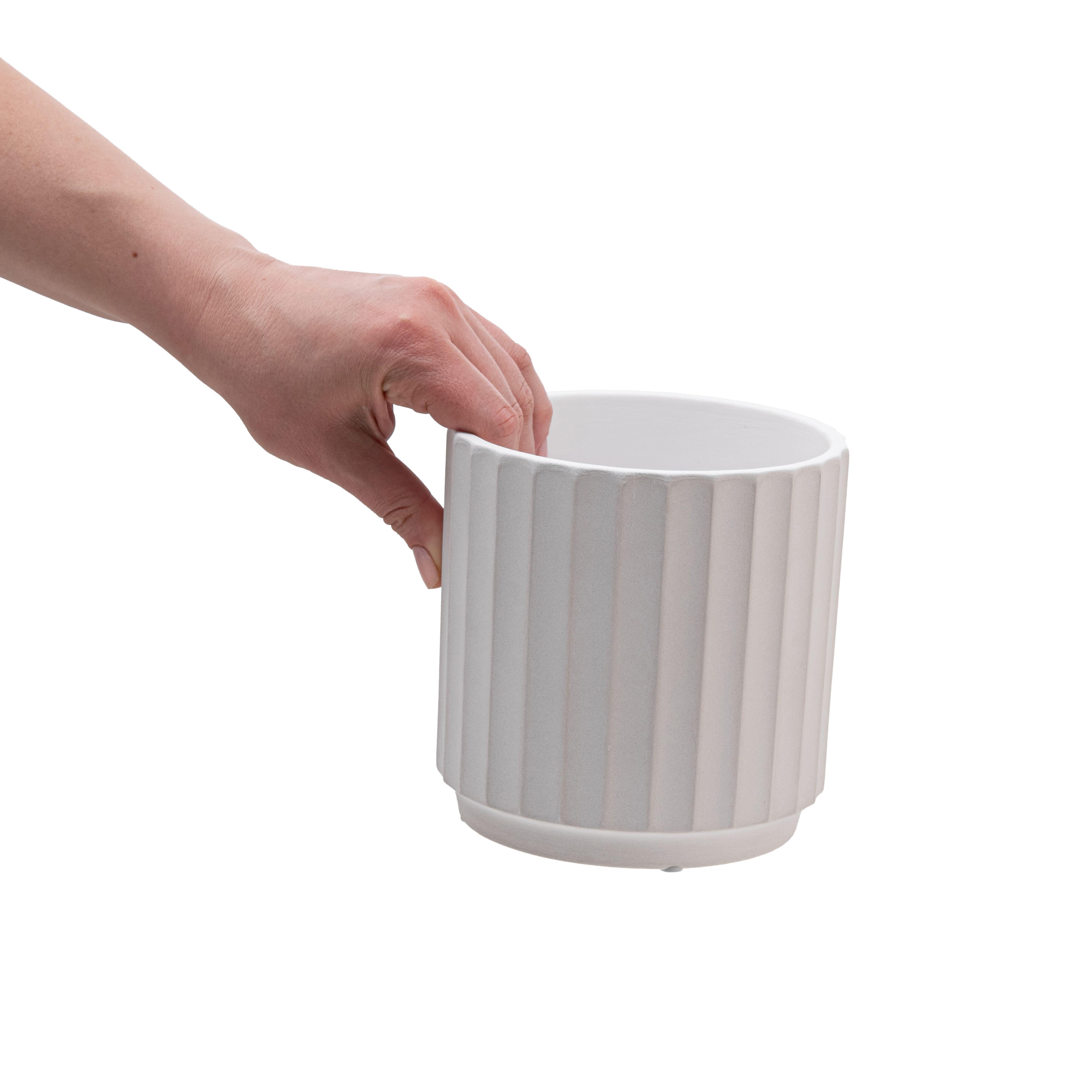 Кашпо для цветов керамическое elemi Грань круглый 1,4 л Белый (УТ-00094969) - фото 6