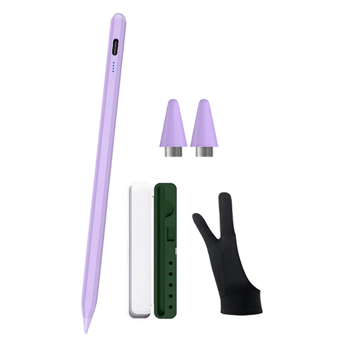 Стилус для iOS/Android в кейсе с 2 наконечниками и перчаткой Purple (181033+3green)