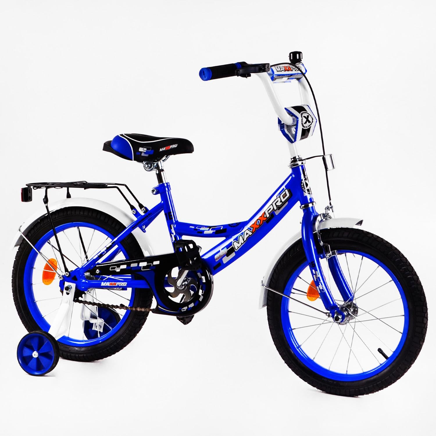 Велосипед детский Maxxpro 16" с колокольчиком и багажником Blue (116205)