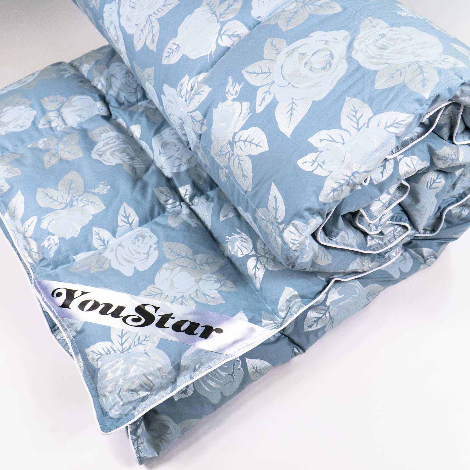 Одеяло YouStar из искусственного лебединого пуха полуторное 145x205 см Голубой (olp-145x205-blue) - фото 3