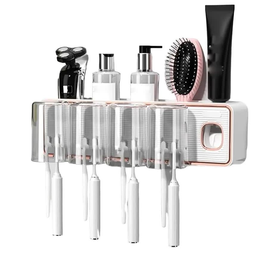 Диспенсер-полиця для зубного приладдя з 4 склянками Toothbrush holder 223-55 (RA-927)