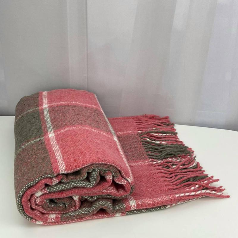 Шерстяной плед Vladi Palermo клетка 140х200 см Красный (ПЛ-3148)