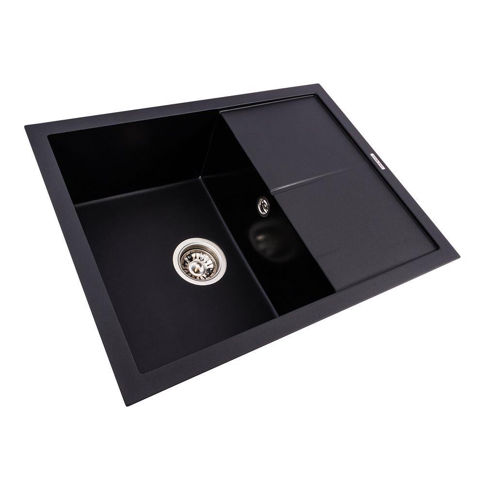 Мийка гранітна Valeso 6550 CRIPTA/змішувач Q411MB/сифон Чорний - фото 2
