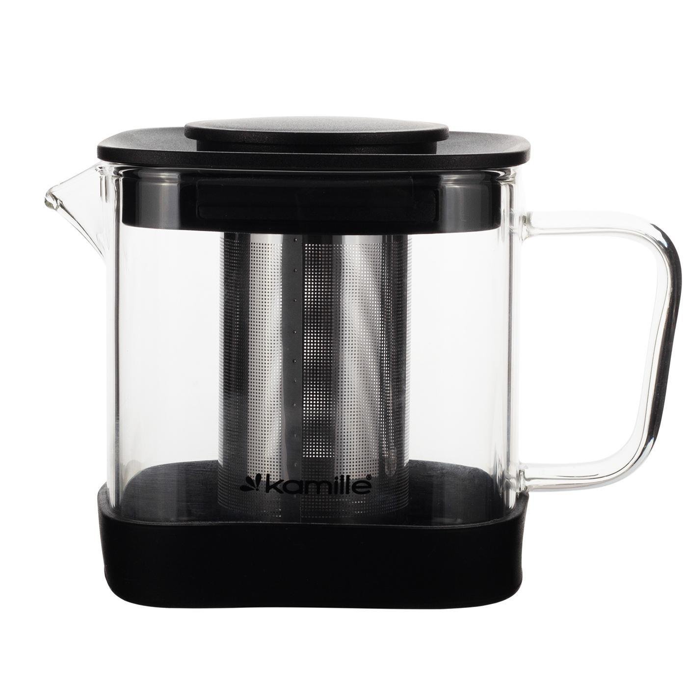 Заварочный чайник для кофе и чая Kamille KM-0777S из нержавеющей стали и термостойкого стекла 600 мл Прозрачный (150-84-0777S)