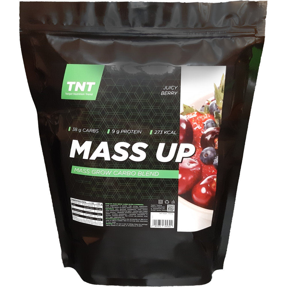 Гейнер для набора веса и роста массы TNT Mass Up Сочная Ягода 2,5 кг (29918741)