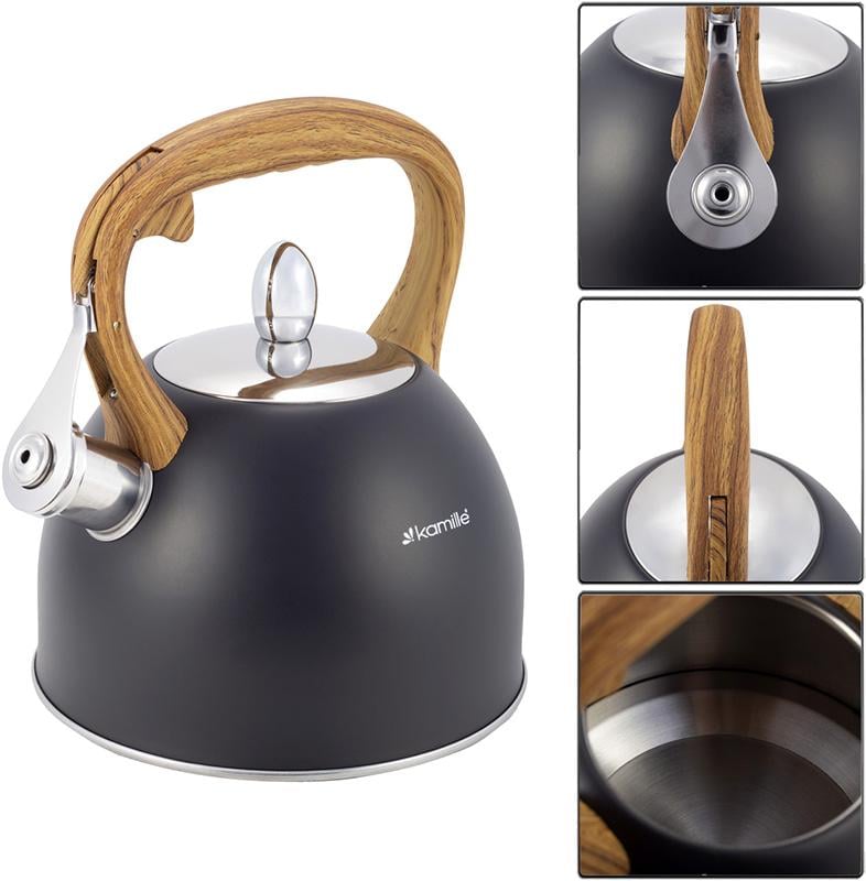 Чайник Kamille Whistling Kettle зі свистком нержавіюча сталь 2,5 л Black - фото 4