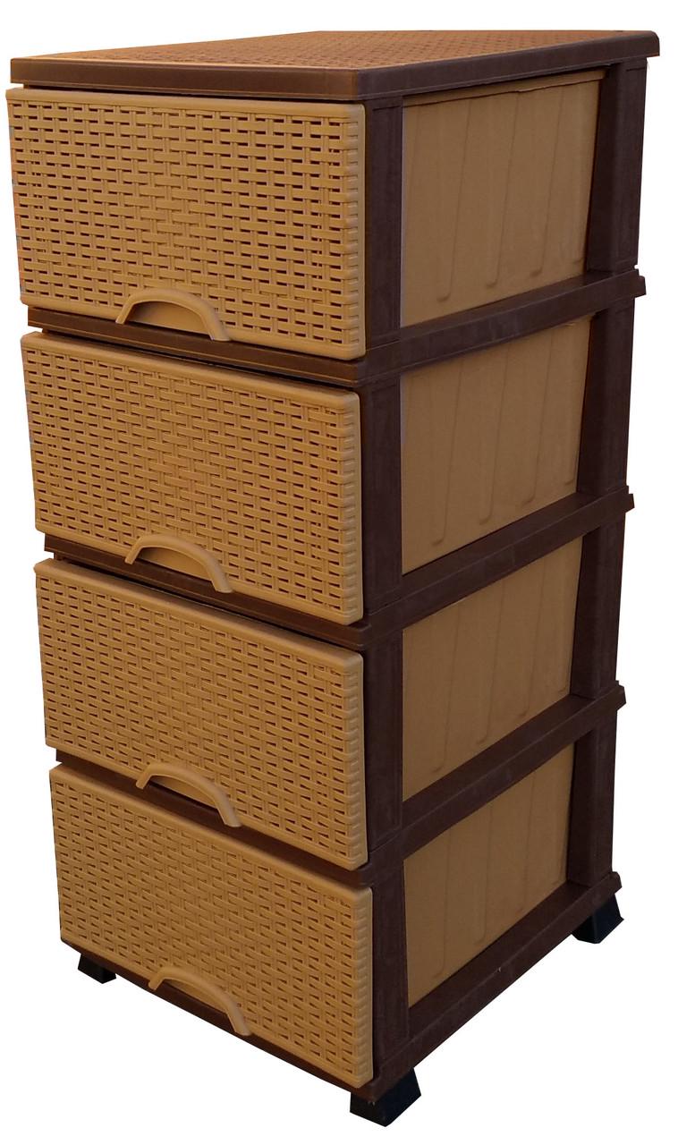 Комод пластиковый 4 ящика 90х45,5х37,5 Бежевый (472740-Prob)