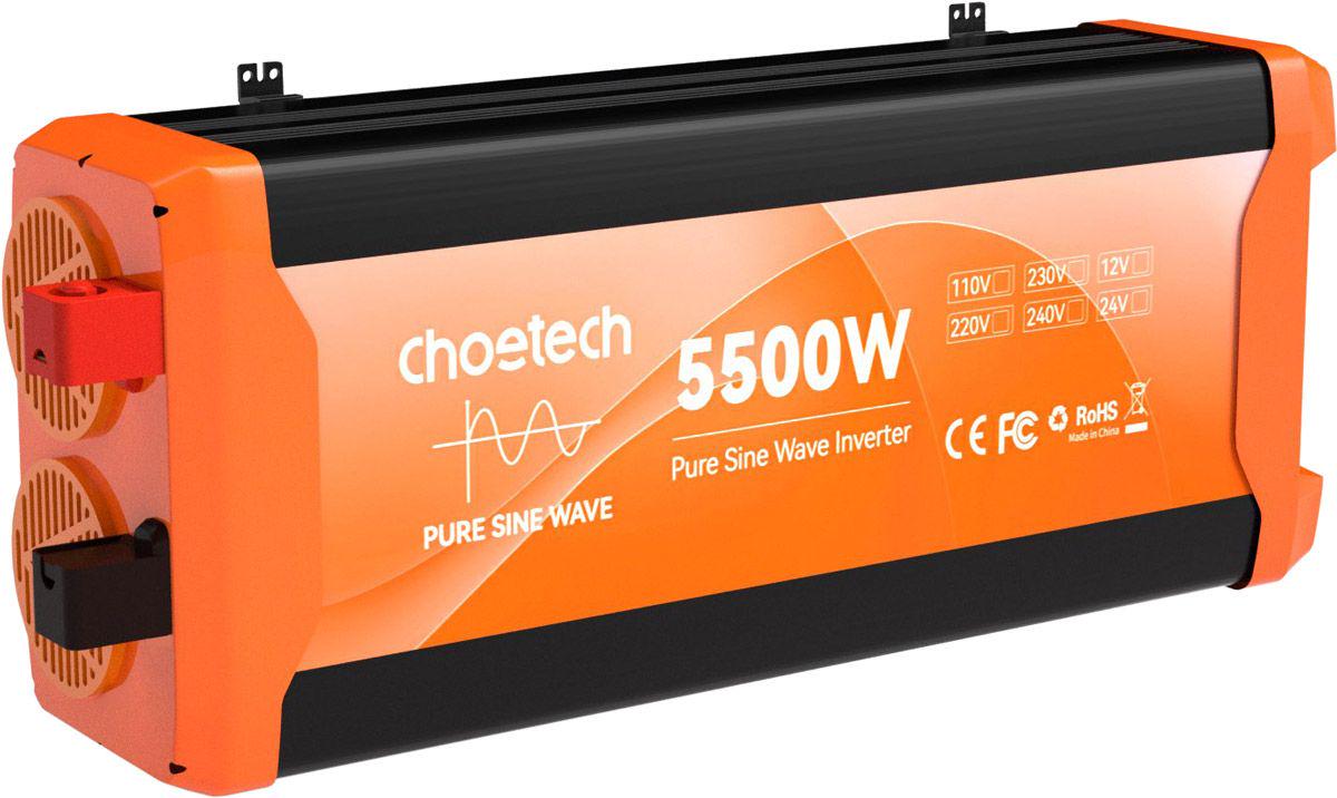 Інвертор автомобільний перетворювач напруги Choetech 12-220V 5500W/2500W чиста синусоїда (CJ5000Q-V2)
