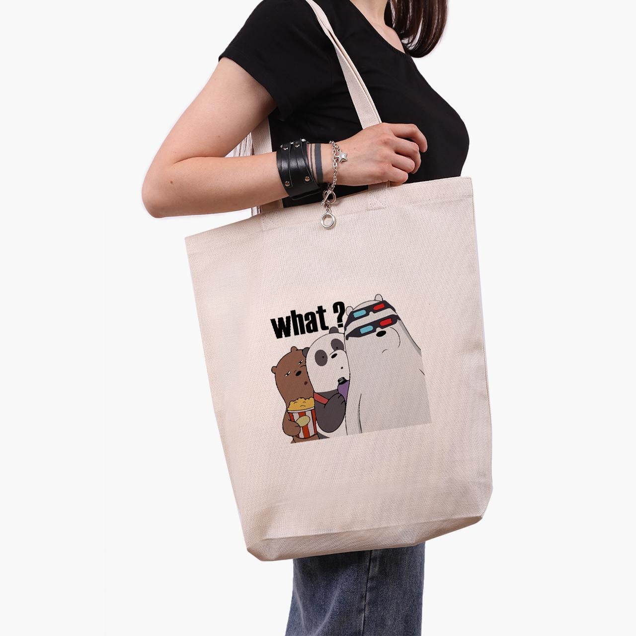 Эко сумка шоппер We Bare Bears 41x39x8 см Бежевый (9227-2902-WTD)