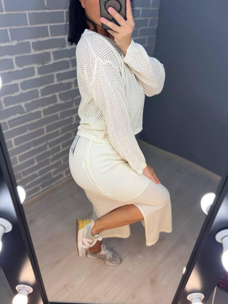 Костюм женский Mintas 2418-4208 длинная юбка с регланом OS Молочный (2545) - фото 8 Костюм женский Mintas 2418-4208 длинная юбка с регланом OS Молочный (2545) - фото 8