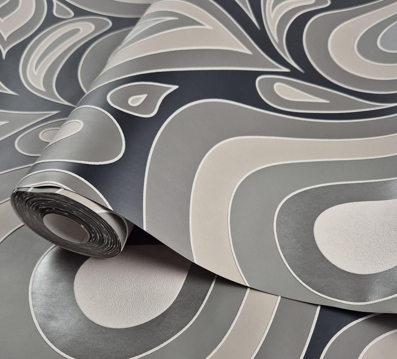 Обои виниловые на флизелине для спальни/гостиной/коридора Marburg 57202 0,53х10,05 м Темно-серый с бежевым (2785922105)