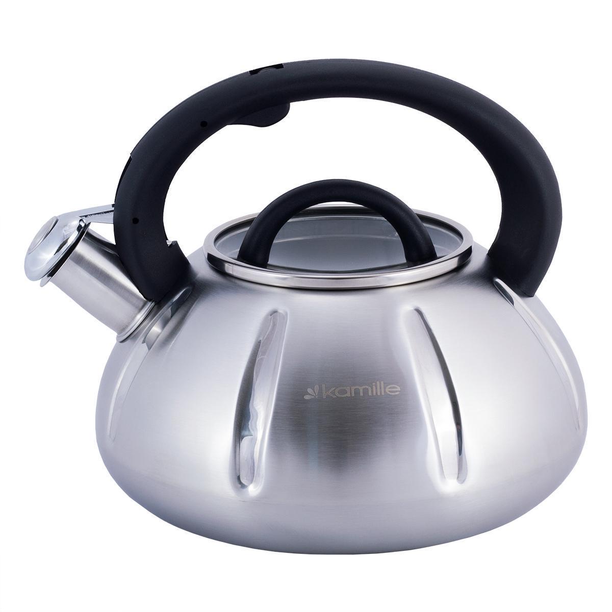 Чайник Kamille из нержавеющей стали со свистком со стеклянной крышкой 3 л Серебристый (0671A) - фото 4 Чайник Kamille из нержавеющей стали со свистком со стеклянной крышкой 3 л Серебристый (0671A) - фото 4