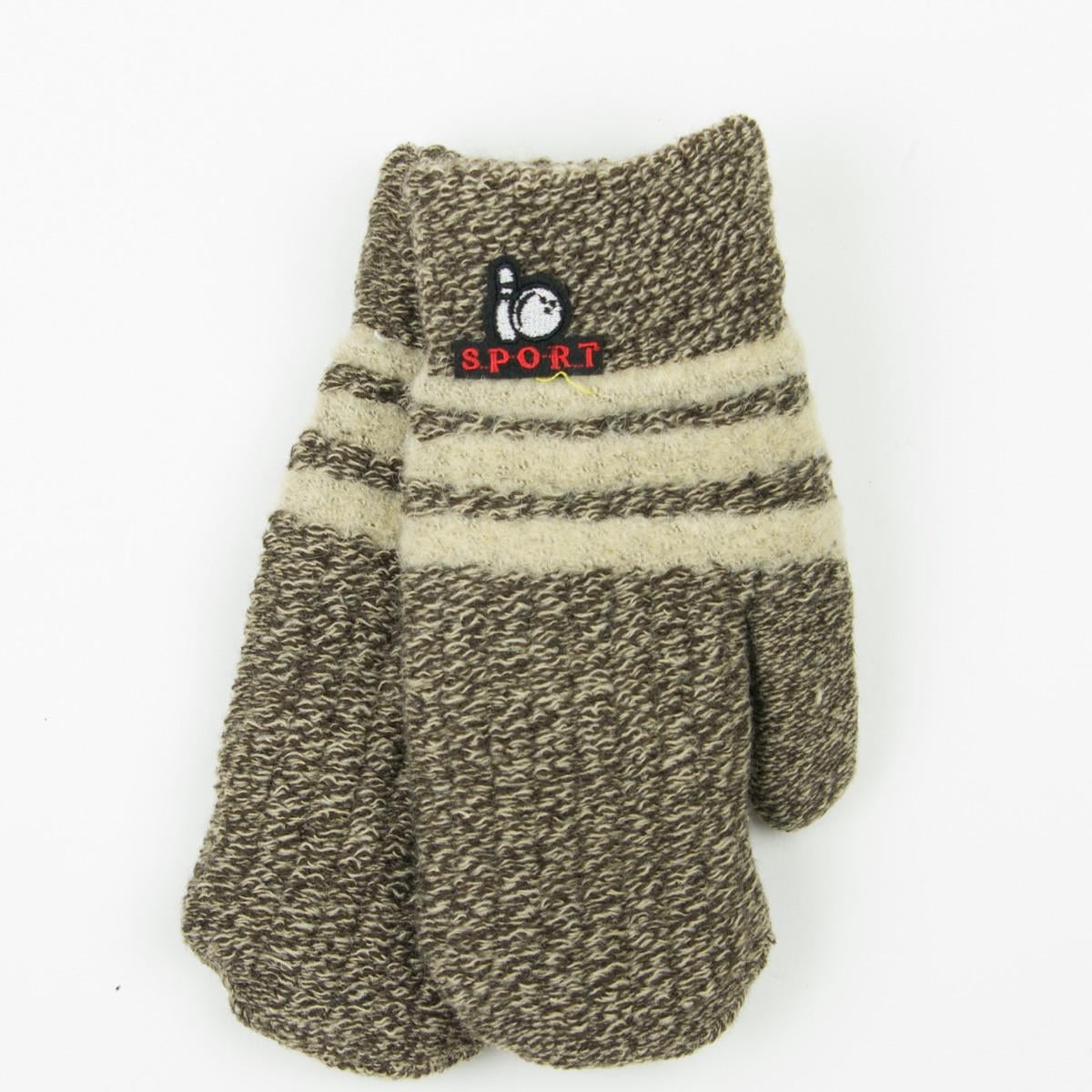 Варежки подростковые с меховой подкладкой на 12-16 лет 19-7-76 Коричневый (DR010152)