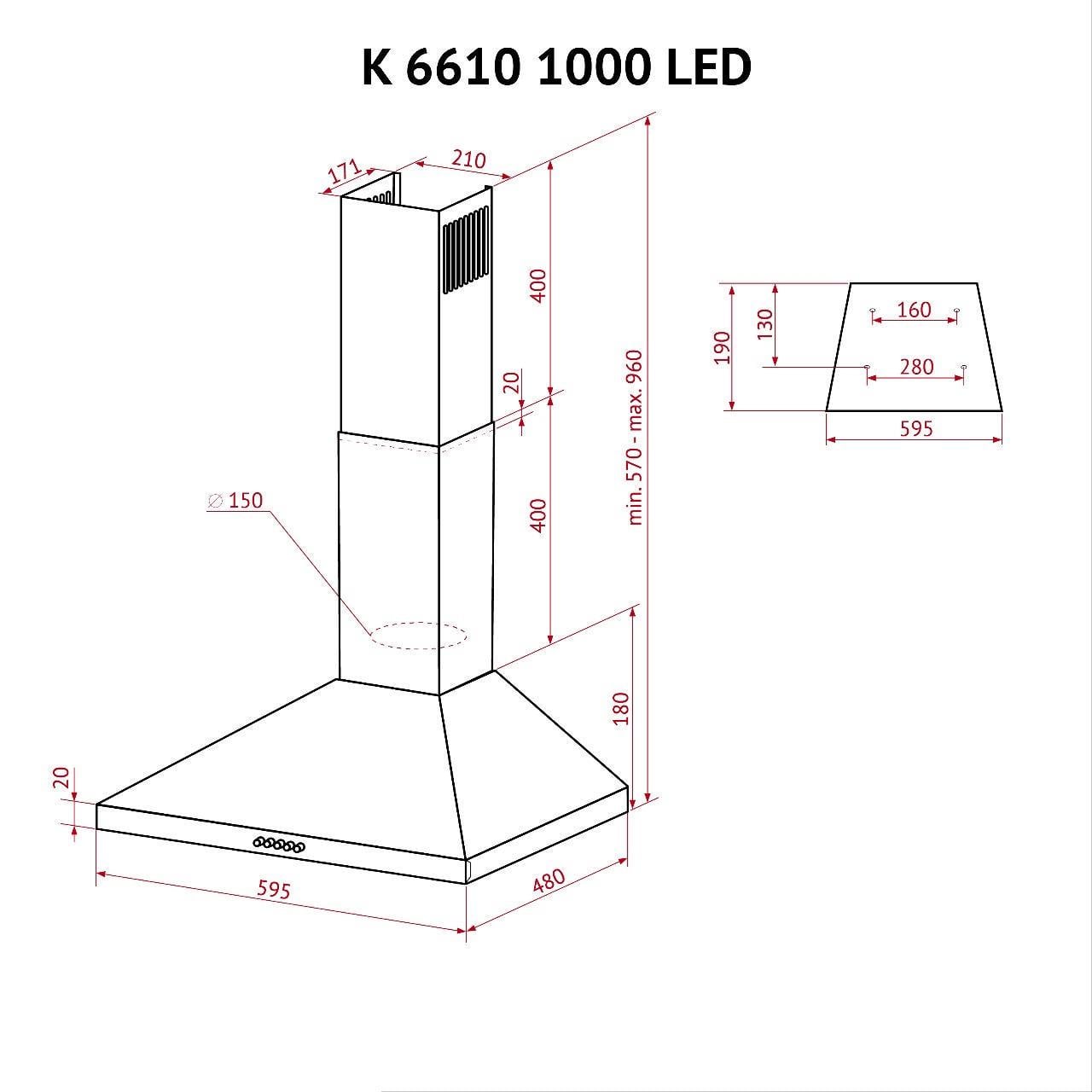 Витяжка Perfelli K 6610 BL 1000 LED - фото 10