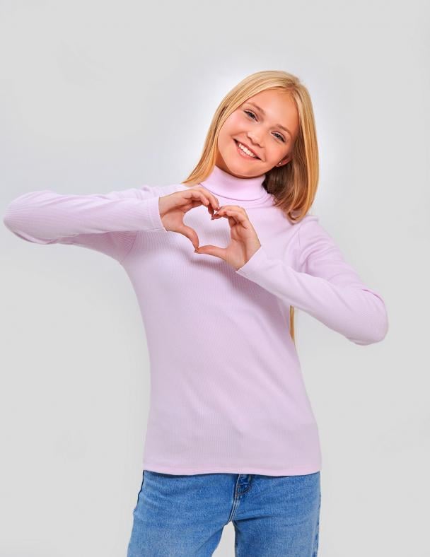 Гольф-стойка с отворотом для девочки Smil Кашкорс с начесом 170 см Бледо-сиреневый (114982)