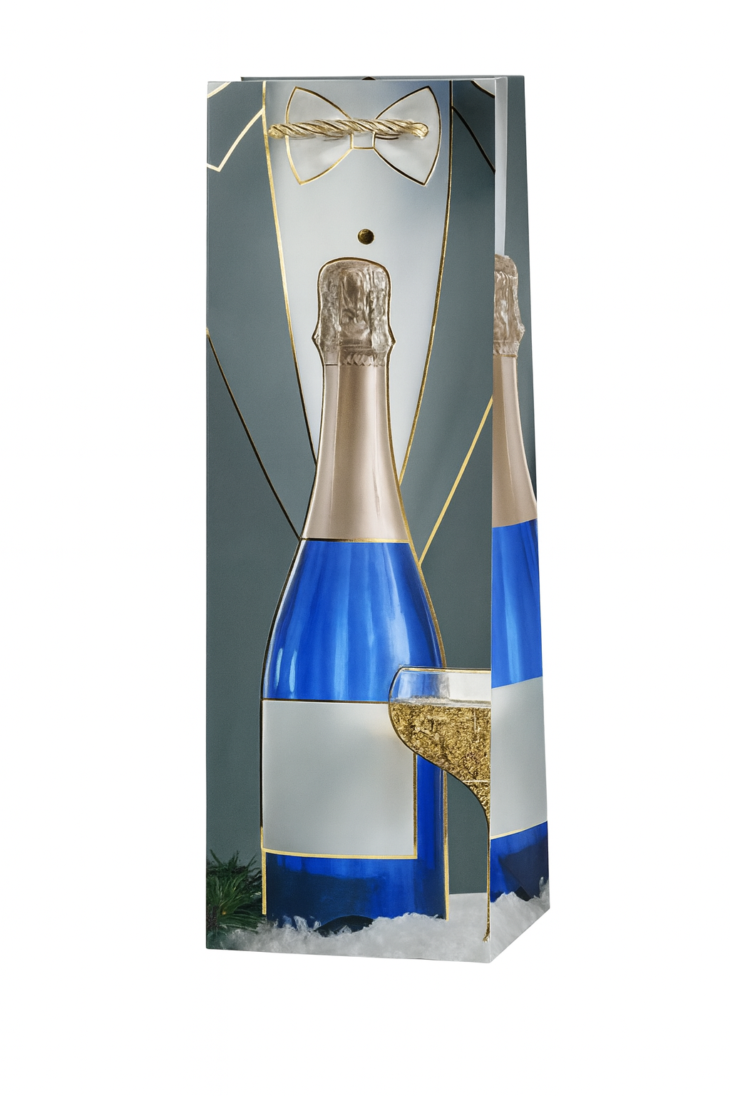 Пакет для бутылки с ручками Stenson Bottle 12х9х35 см Смокинг Разноцветный (R33083)