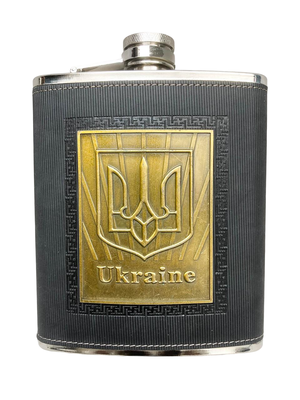 Фляга Украина с гербом 540 мл из нержавеющей стали Черный (fl00046)