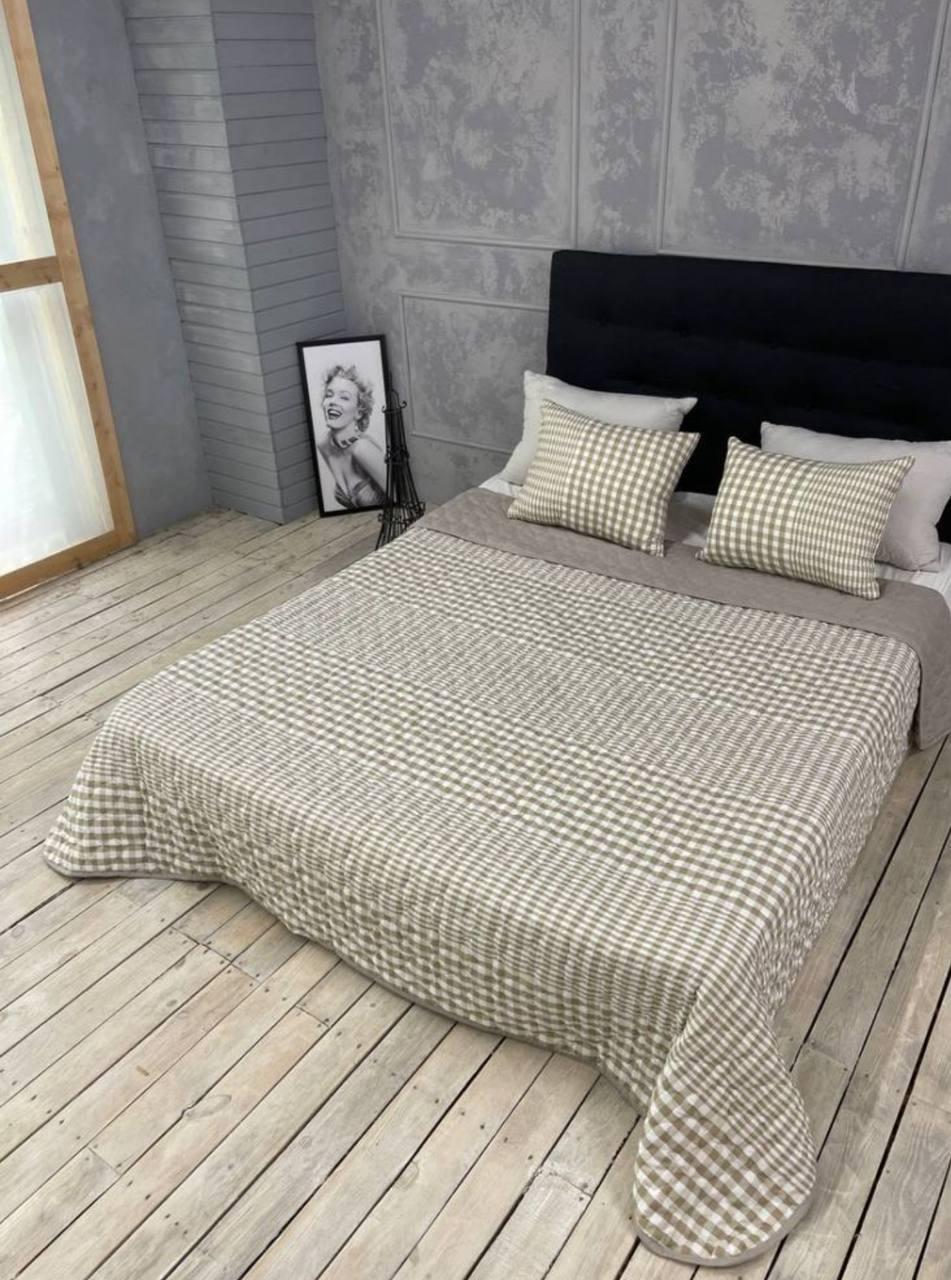 Покривало євро з подушками 2х40х60 см Оливковий (Д-mur-cap25-007)