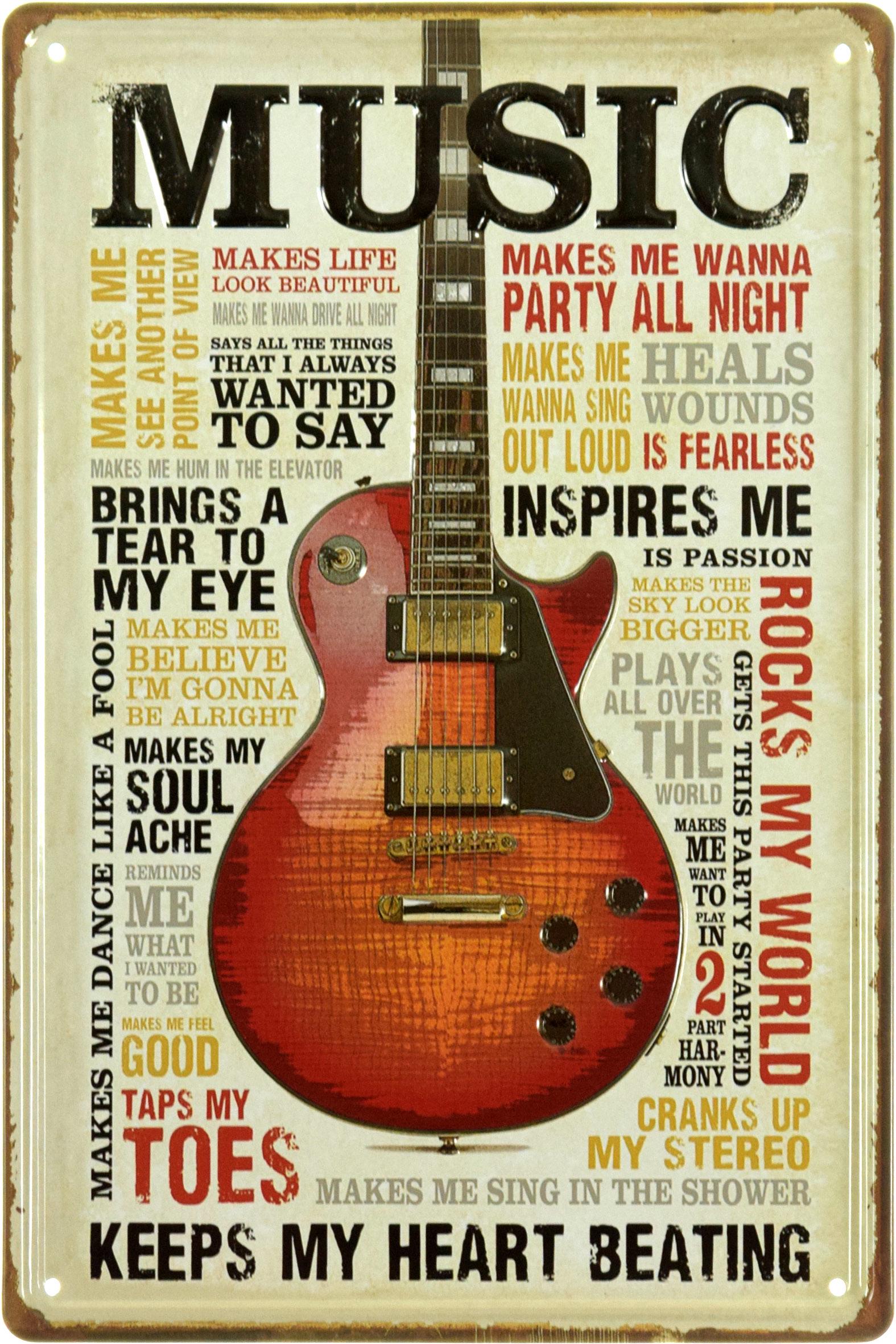 Табличка металева "Music Keeps My Heart Beating" 20x30 см (ms-104124)