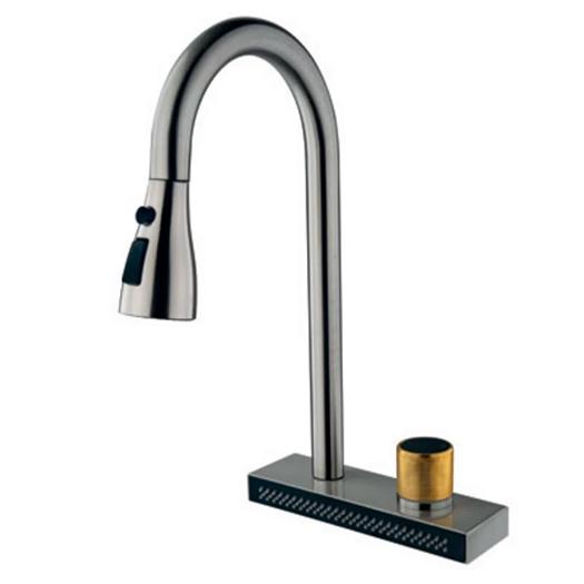 Змішувач для кухні MIXXUS FOL-014 з висувним виливом та функцією водоспад (MI6341)