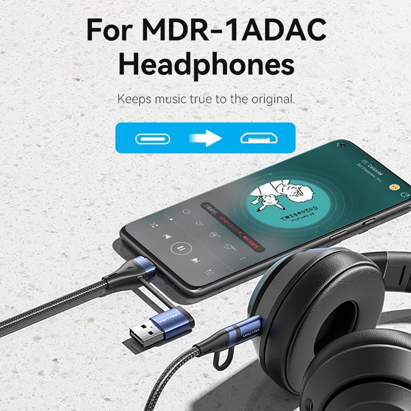 Кабель Vention USB + Type-C-Type-C + Micro-USB 100Вт 5А/20В 480 Мбіт/с USB-A + USB-C на USB-C + Micro-B PD нейлоновий шнур 2 м Чорний (CTLLH) - фото 7