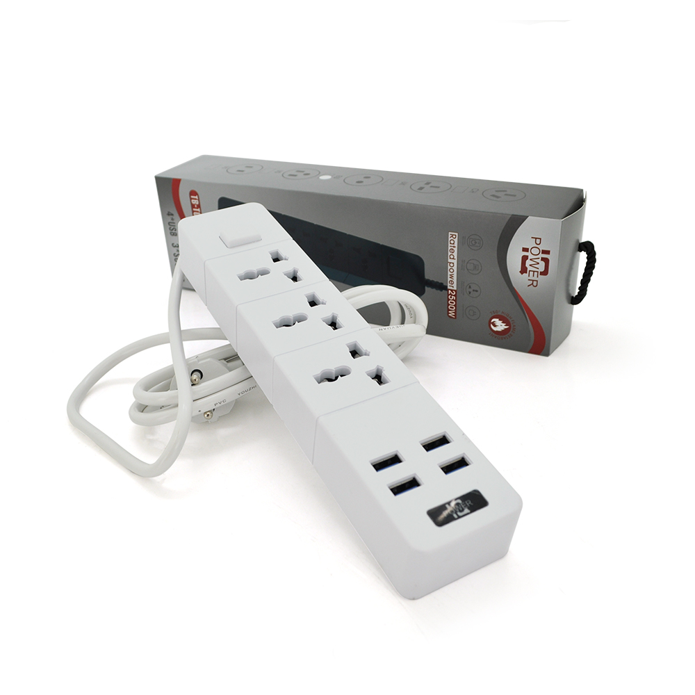 Удлинитель VOLTRONIC USB 3 розетки/4 USB 2500W 2 м 3х0,75 мм Белый (YUT_V2164)