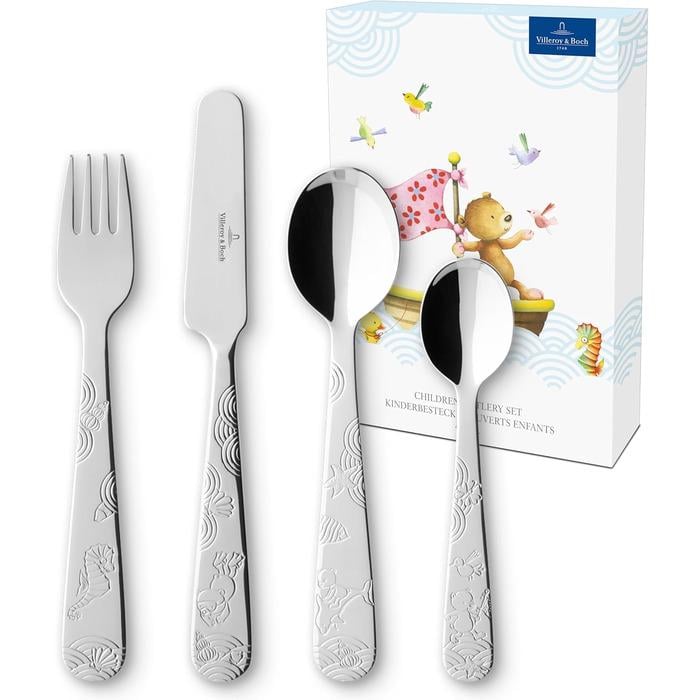 Набор детских столовых приборов Villeroy & Boch Happy as a Bear 4 пр. в подарочной упаковке.