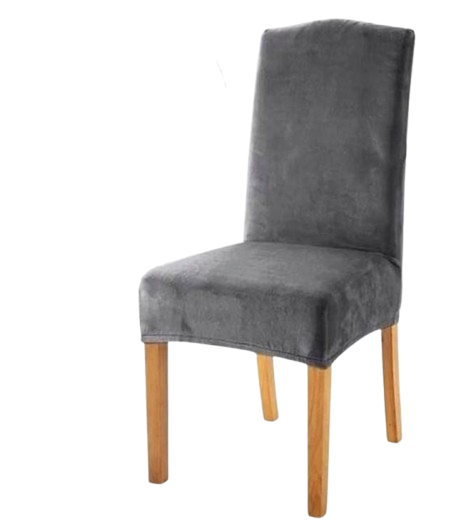 Чехол на стул универсальный эластичный мягкий бархат Темно-серый (2192159297)