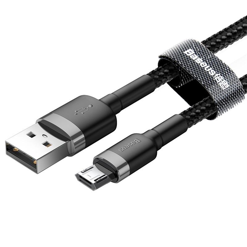 Кабель Baseus Cafule USB 2,0 to microUSB 2,4A 1 м Чорний/Сірий (CAMKLF-BG1)