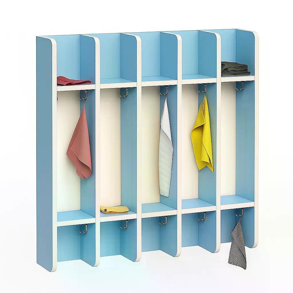 Вешалка настенная секционная 5 секции ЛДСП класс Е1 Голубой Вешалка настенная секционная 5 секции ЛДСП класс Е1 Голубой