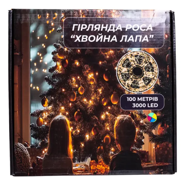 Гирлянда-нить Роса хвойная лапа 3000 LED 100 м зеленая нить Разноцветный - фото 8