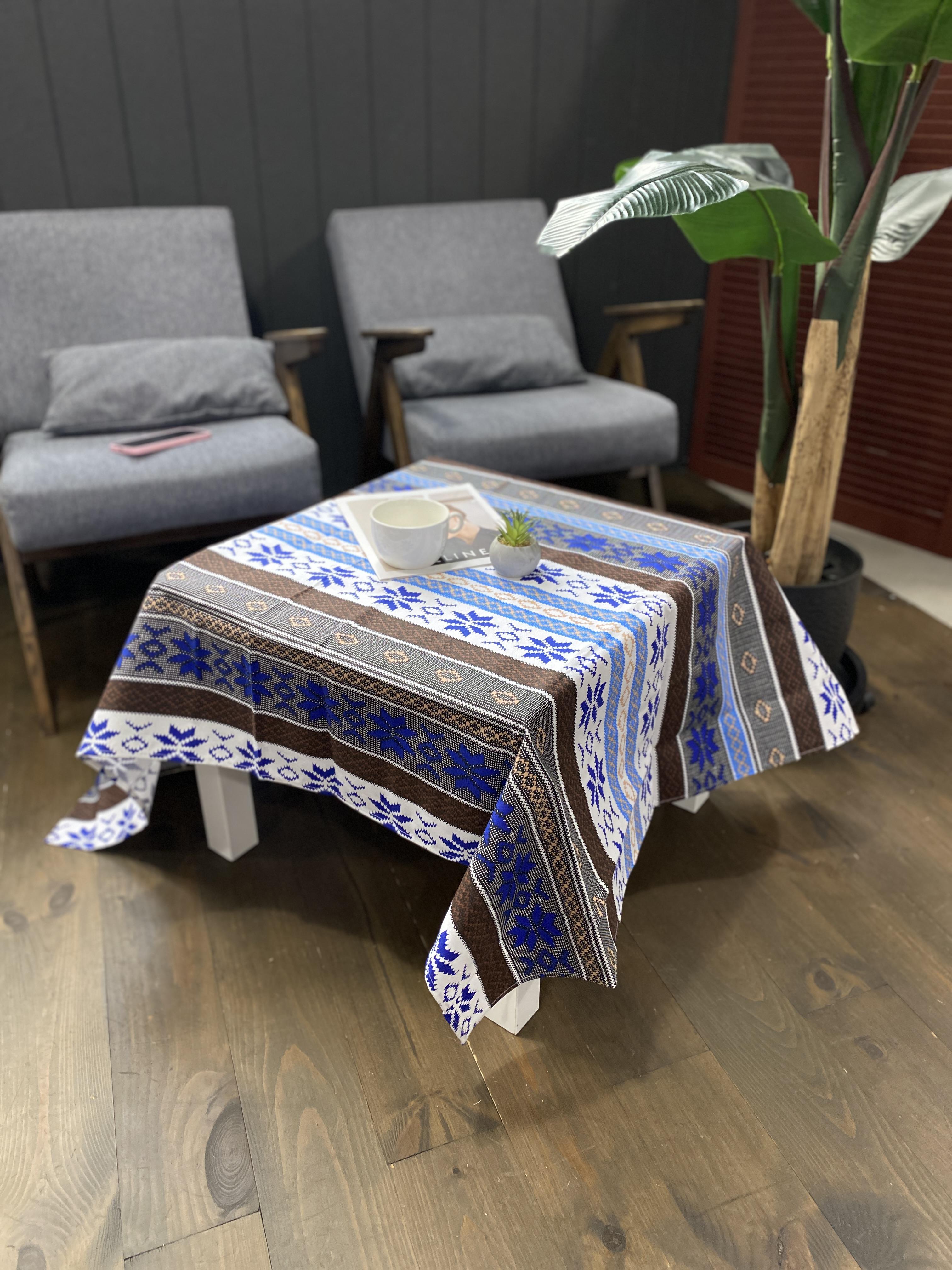 Скатерть в этническом стиле 150x220 см Сине-коричневый (58-67-ска-етн-син-кор-150x220)