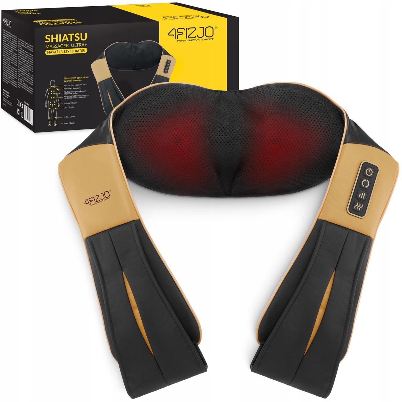 Накидка-массажер 4fizjo Shiatsu Ultra+ для шеи и спины аккумуляторный Black/Gold (P-5907739319081) - фото 4