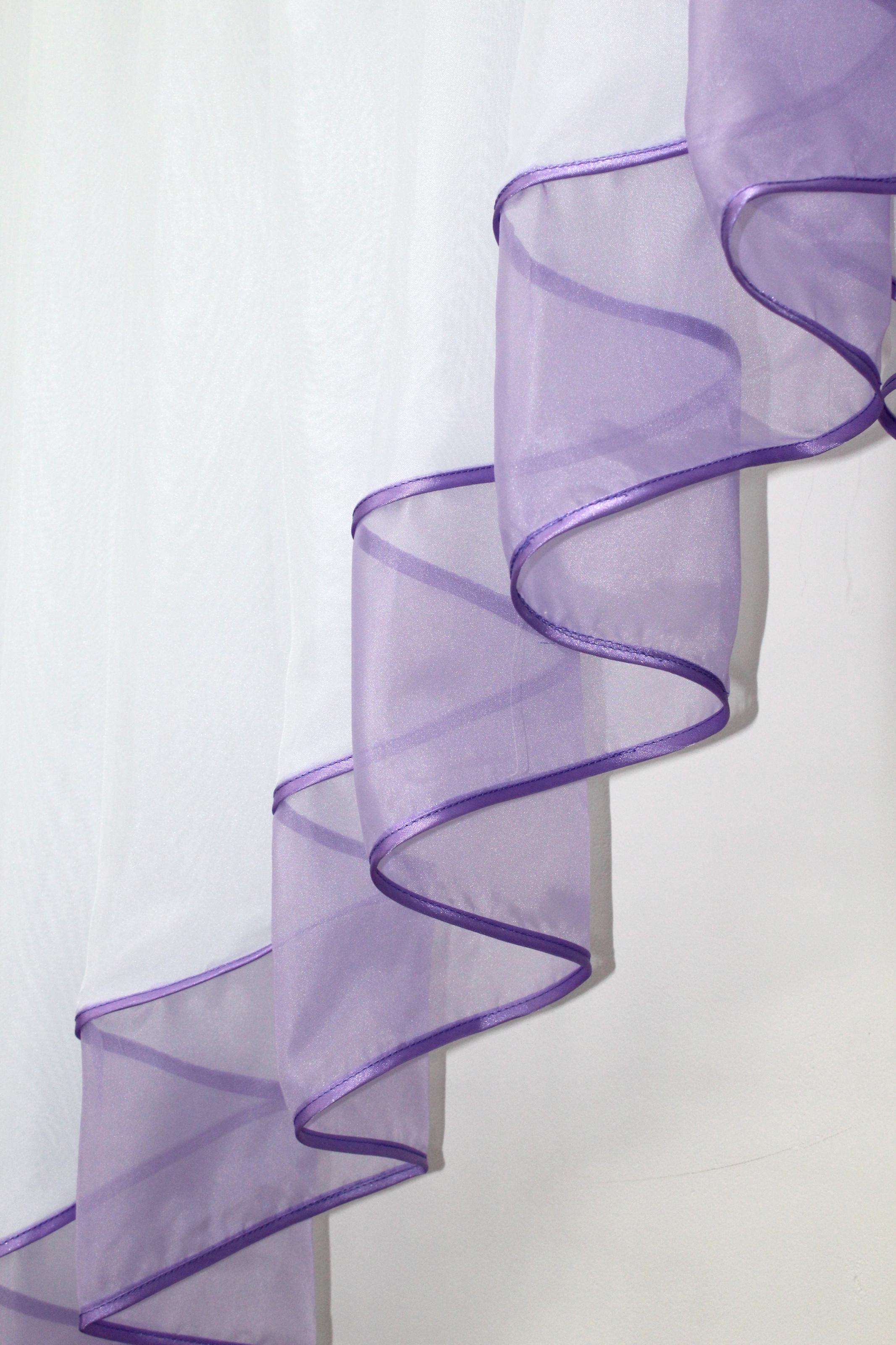 Занавеска кухонная VR-Textil № 023к 150х150 см Белый/Сиреневый (50-519) - фото 3