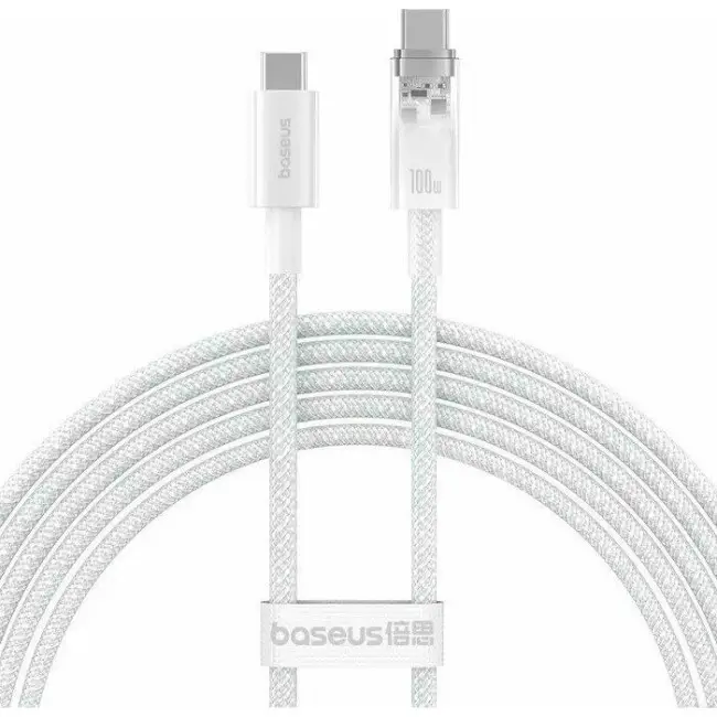 Кабель BASEUS Explorer Series Fast Charging Cable with Smart Temperature Control Cable Type-C to Type-C 100W 2 м P10319703221-01 White - фото 1