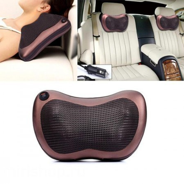 Массажная подушка инфракрасная Massage pillow для шеи и спины Коричневый (-1903764017) - фото 17