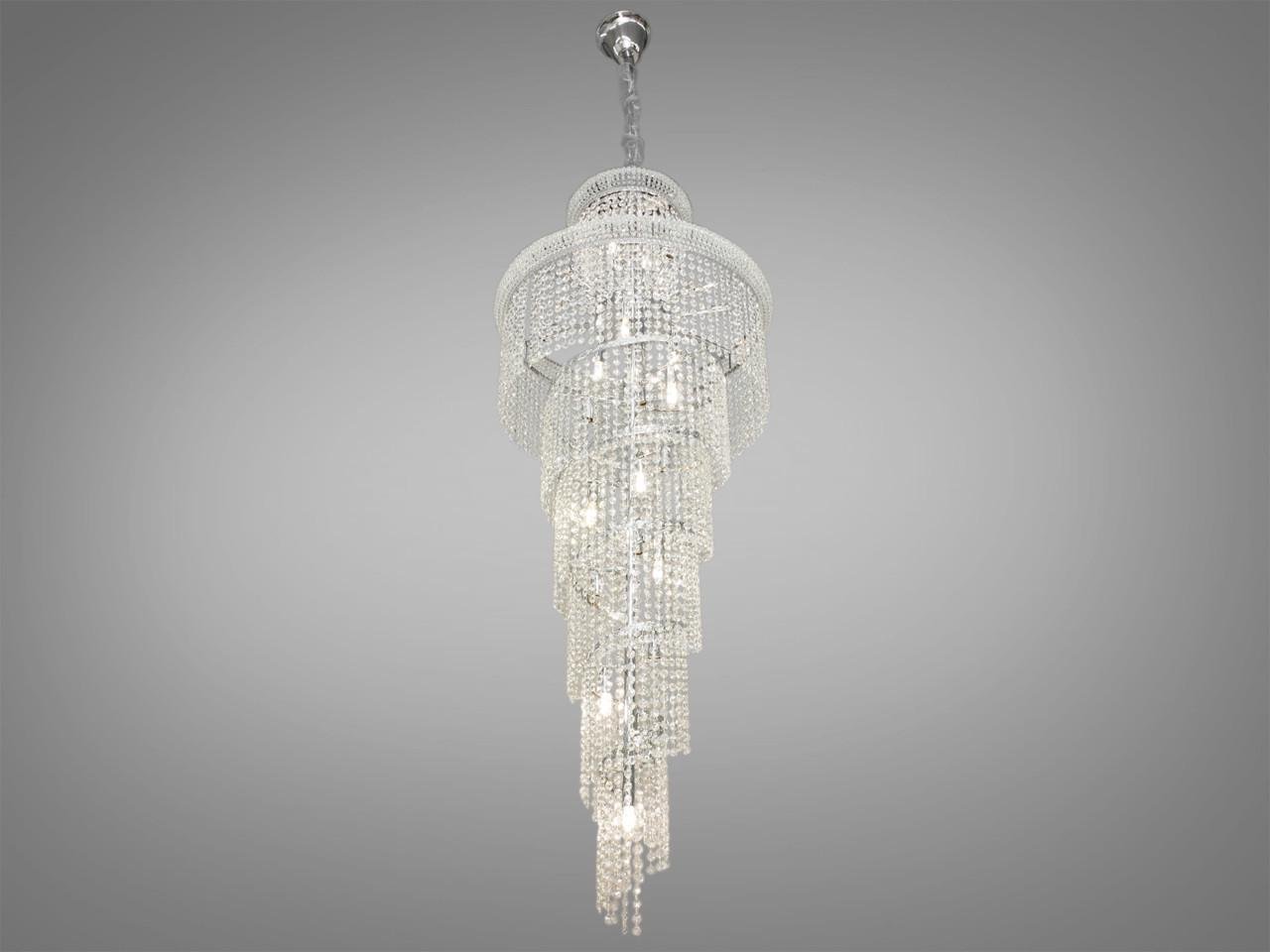 Люстра хрустальная в холл FH-28908-600X1500HR-LS на 33 лампы Хром (1904001176) - фото 3 Люстра хрустальная в холл FH-28908-600X1500HR-LS на 33 лампы Хром (1904001176) - фото 3