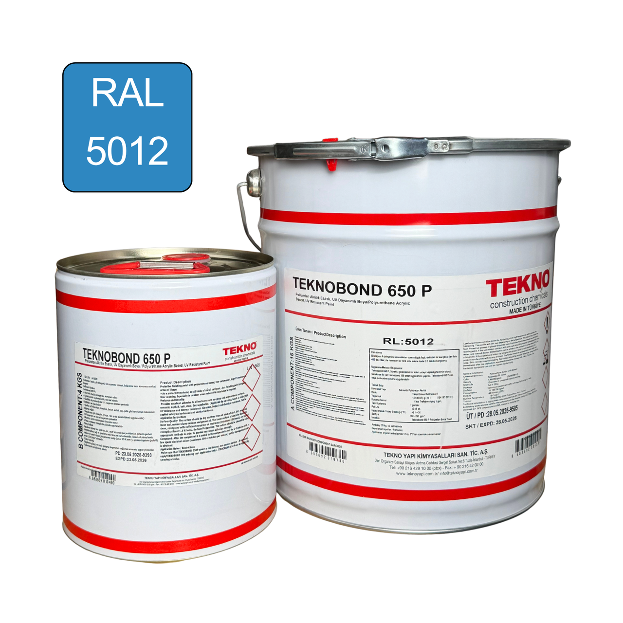 Краска полиуретановая защитная Teknobond 650 P RAL 5012 для бассейна 20 кг Голубой (28176295)