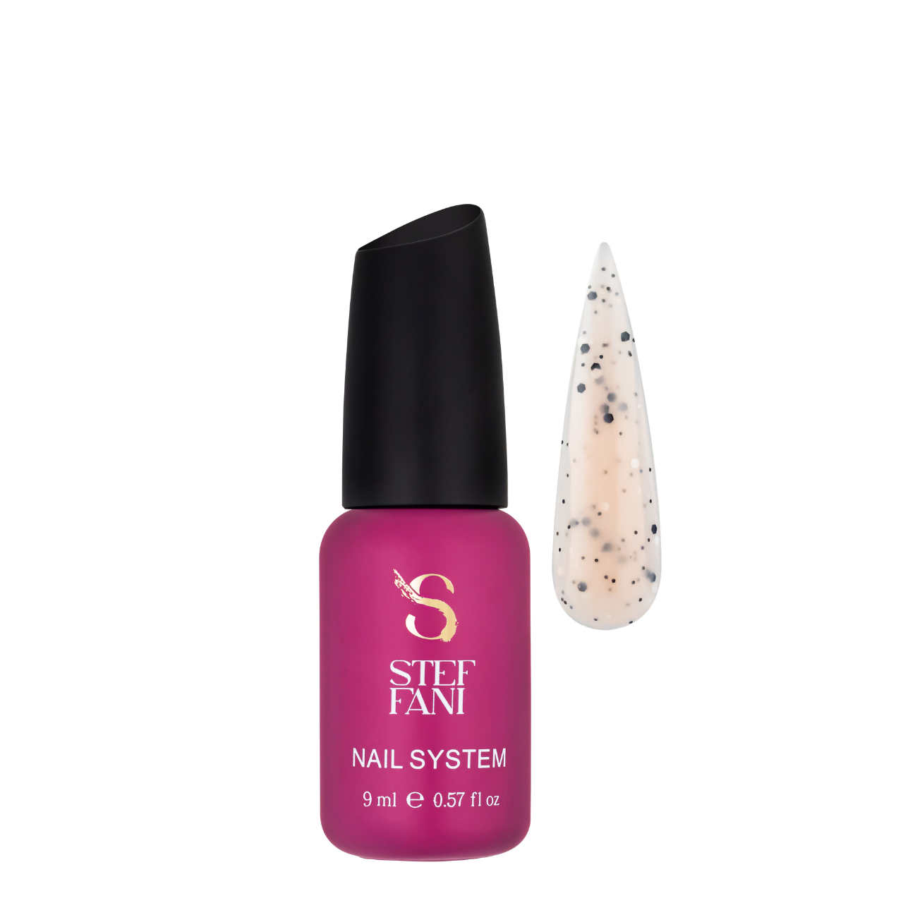 База для гель-лаку камуфлююча Steffani Cover Base 9 мл 33 Персикова з сірими та білими пластівцями потали (13351615)