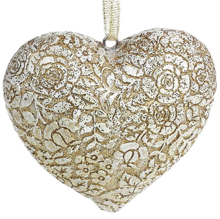 Набор декоративных подвесок Кружевное сердце Антик 8х7х3,5 см полистоун 4 шт. (BD-218-841)