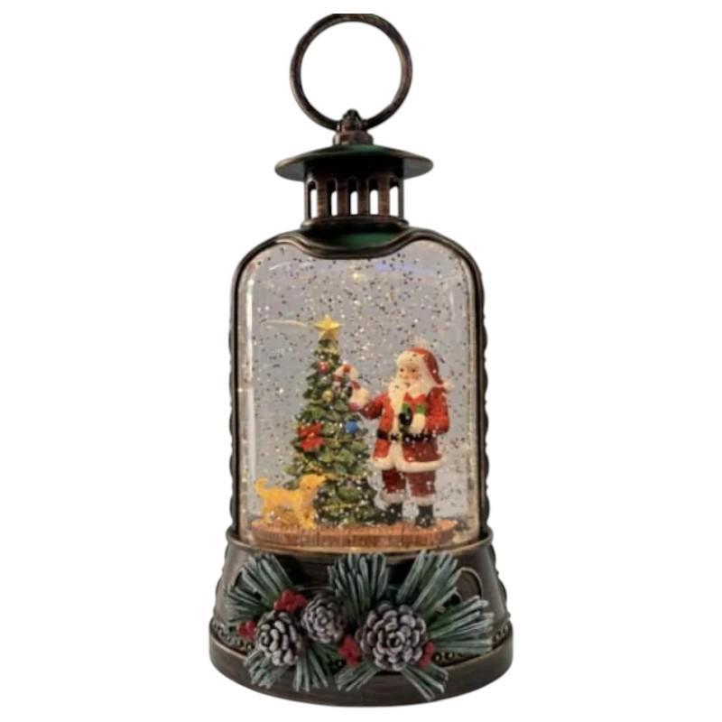 Ночник новогодний XMAS WDL-25011A Санта с елкой 20,5 см Теплый белый свет (ML-05000)