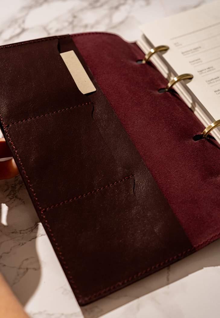 Блокнот шкіряний Софт-бук 9.1 з датованим блоком Бордовий (A-027493) - фото 6